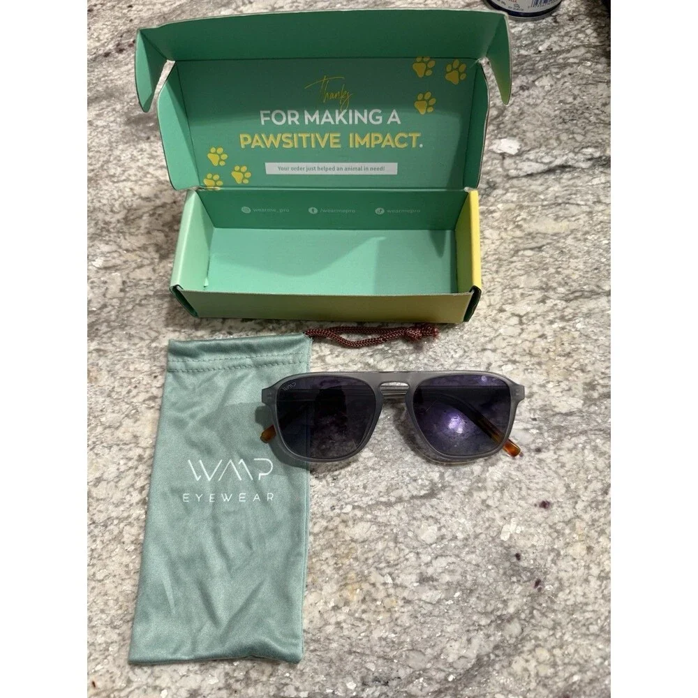 WMP Emerson Grey Brown Sunglasses Square Polarized 100% UV Protection 54-20-147